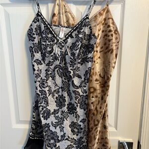 Pair of Floral Lace-Print Satin Chemise